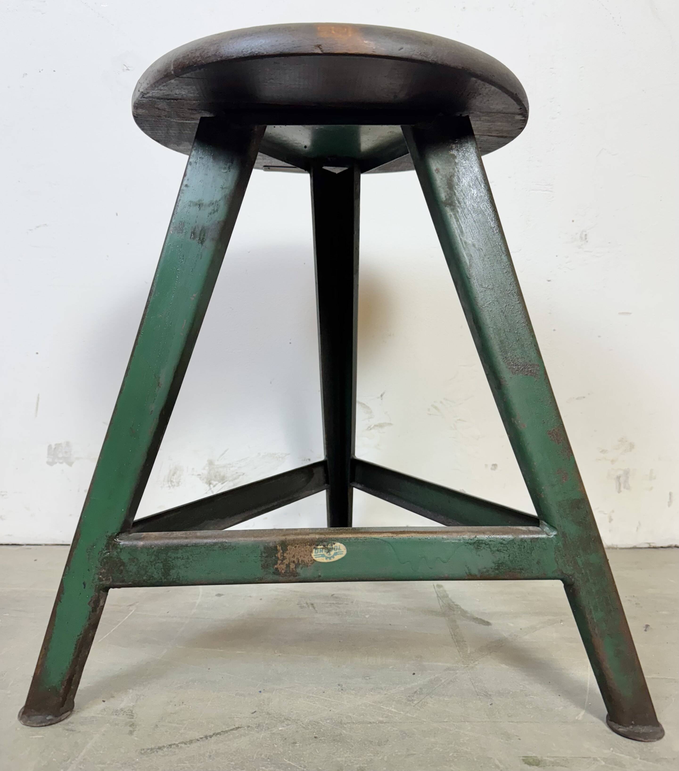 Dark Green Industrial Workshop Stool from Drupol, 1960s
