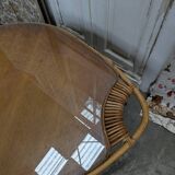 Table basse rotin et verre