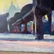 Metro Stalingrad in Paris, oil on canvas signed Patrice Landauer