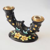Bougeoir double céramique jonquille