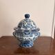 Antique Chinese Soup Tureen Porcelain Blue Bird Flower Decor Republic Period