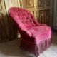 Antique Napoleon III period upholstered toad armchair – 19th century – Upholstered red velvet