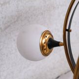 Stilnovo Mid-Century Italian Brass and Opaline Globe Chandelier