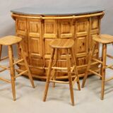Vintage bar counter with 3 stools