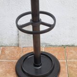 Black lacquered metal coat rack, 8 hooks and umbrella stand, 182 cm
