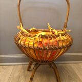 Quadripod worker in vintage rattan 1950s
