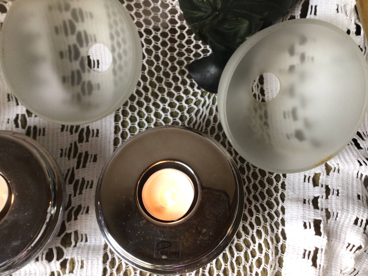 Trio of designer tealight holders
