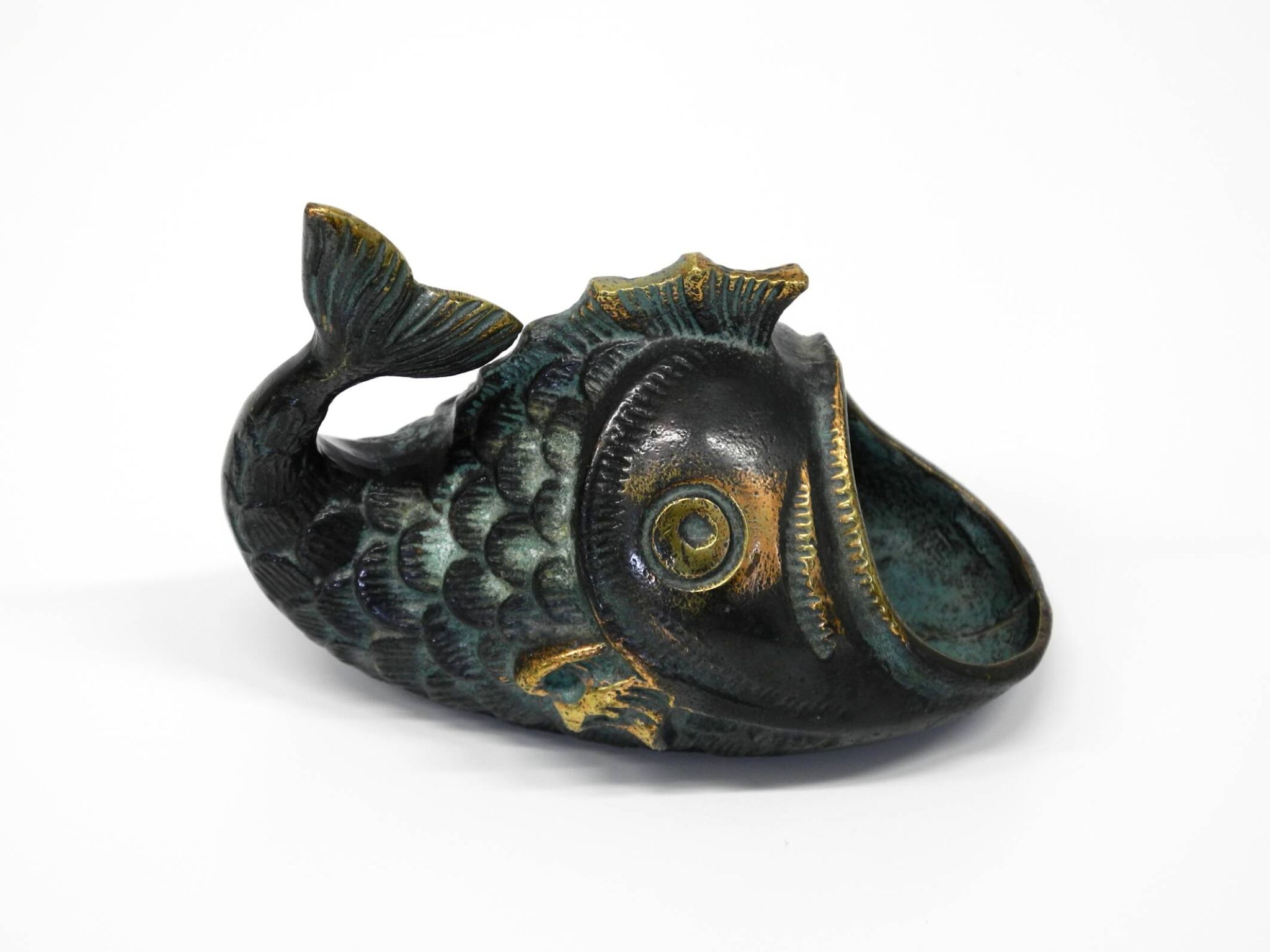 Mid Century bronze table or hand fish ashtray by Walter Bosse