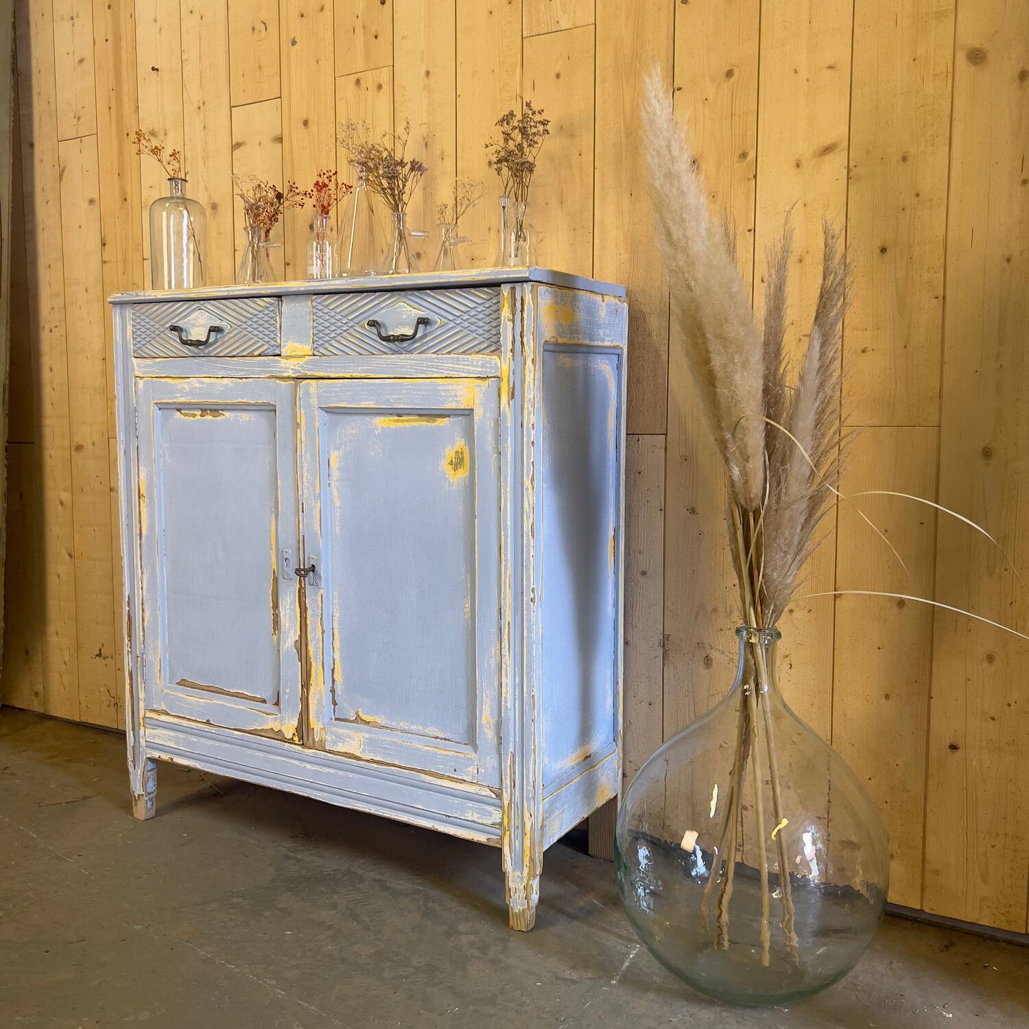 Blue patinated Parisian buffet