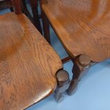 Set of 6 vintage brutalist chairs in oak wood from the 60s