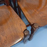 Set of 6 vintage brutalist chairs in oak wood from the 60s
