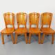 Set of 4 vintage chairs in pine from the 70s
