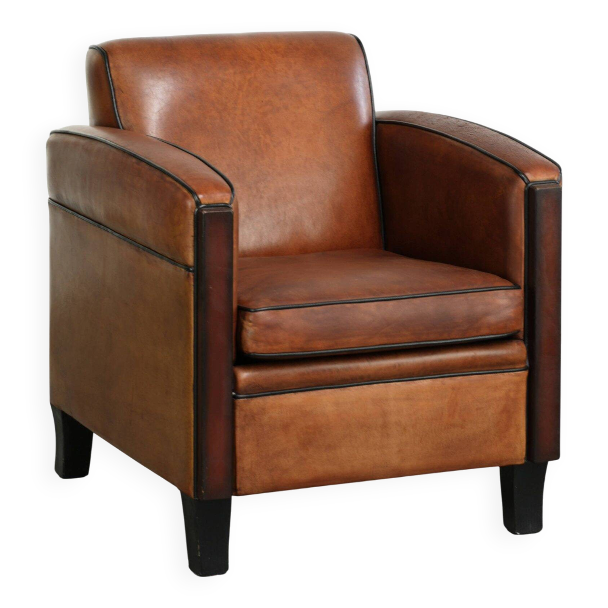 Very interesting sheepskin Art Deco design armchair with a great design