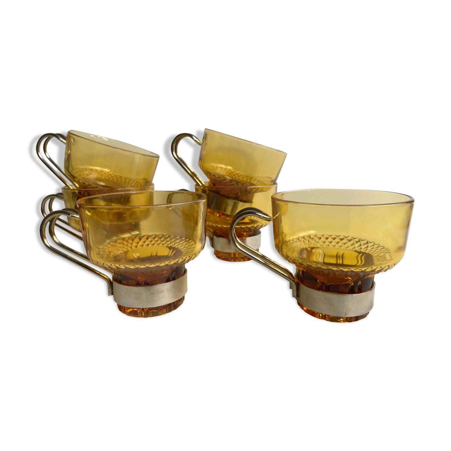 Ensemble de 6 tasses en verre ambré