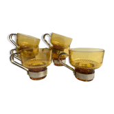 Set of 6 cups of amber glass
