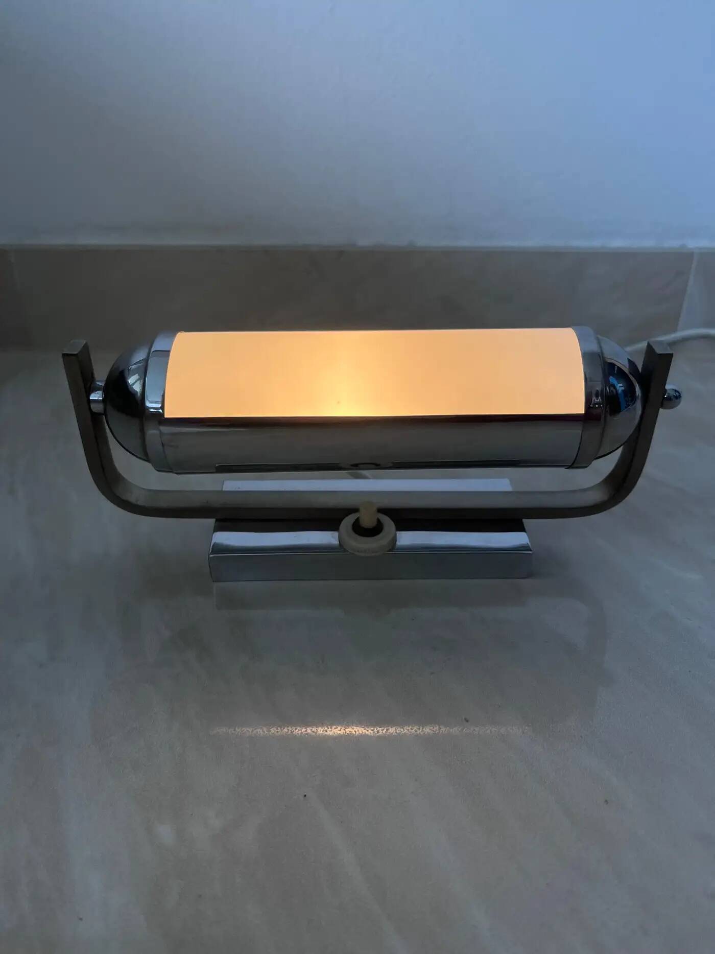 Pair of chrome Bauhaus / functionalist wall lamps with adjustable shades - 1930s