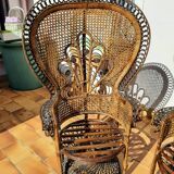 Armchair Emmanuelle rattan tinted brown