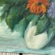 Oil bouquet table signed JM. Salve 1985