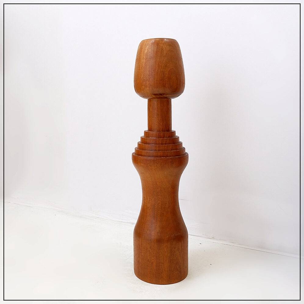 Large vintage turned wooden candlestick - 1960s