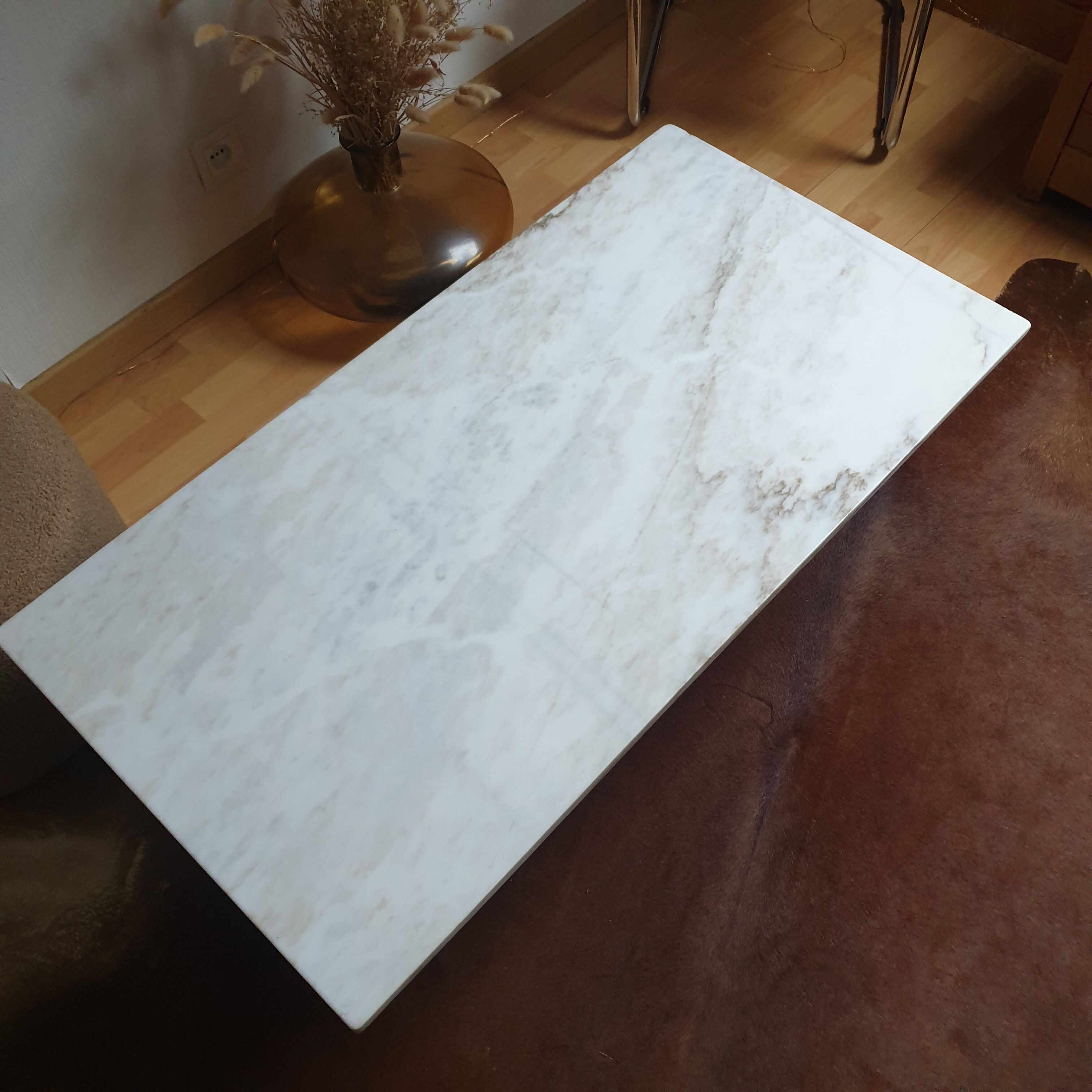 Vintage Carrara marble coffee table