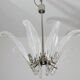 Extraordinary Large Transparent Murano Glass Leaves Chandelier by Franco Lu