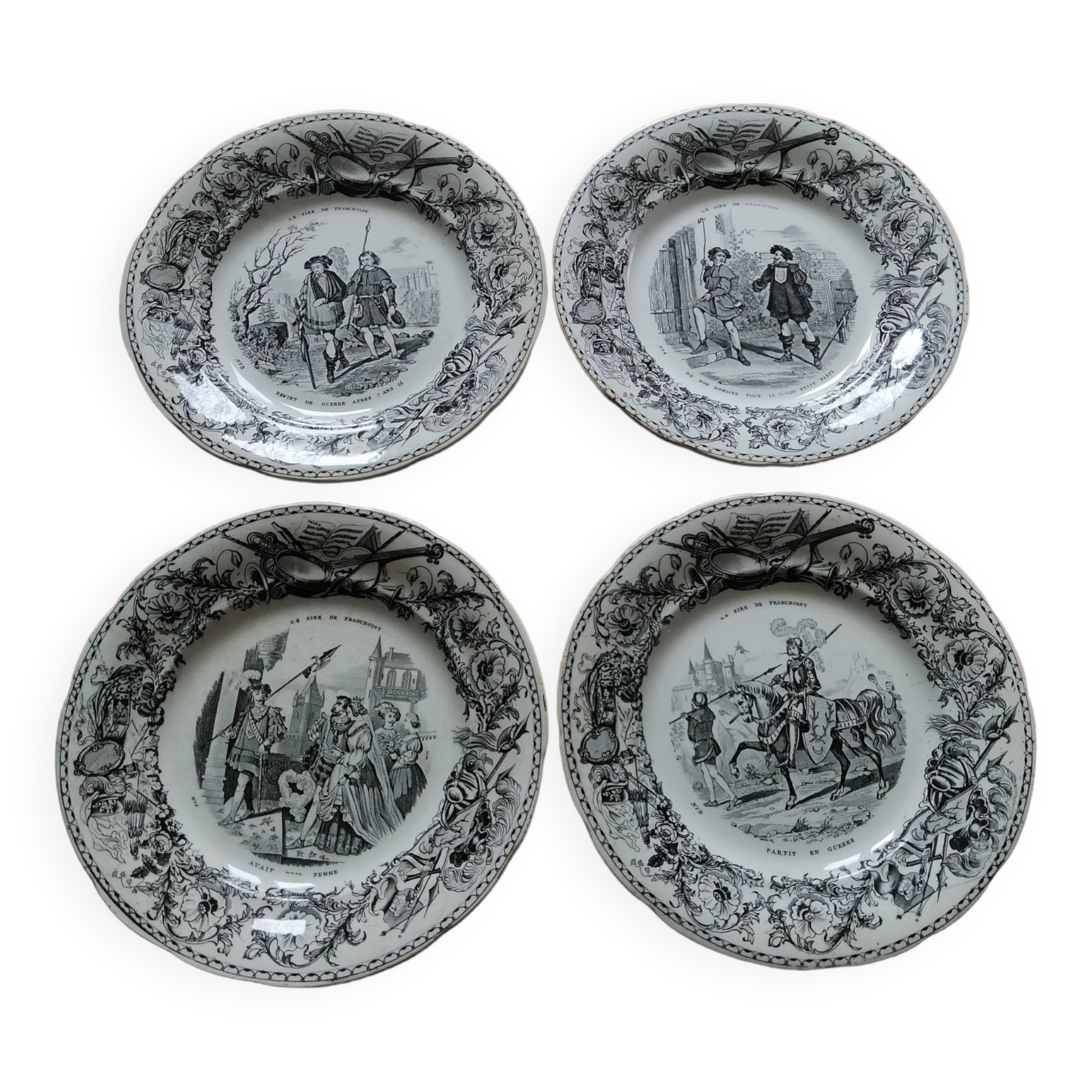 Set of eight talking plates
