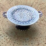 Fruit bowl, blue earthenware compote dish, slip, grape model, HBC