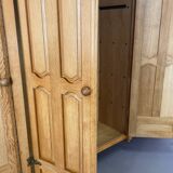 Oak and Brass Wardrobe by Guillerme Et Chambron, 1960s