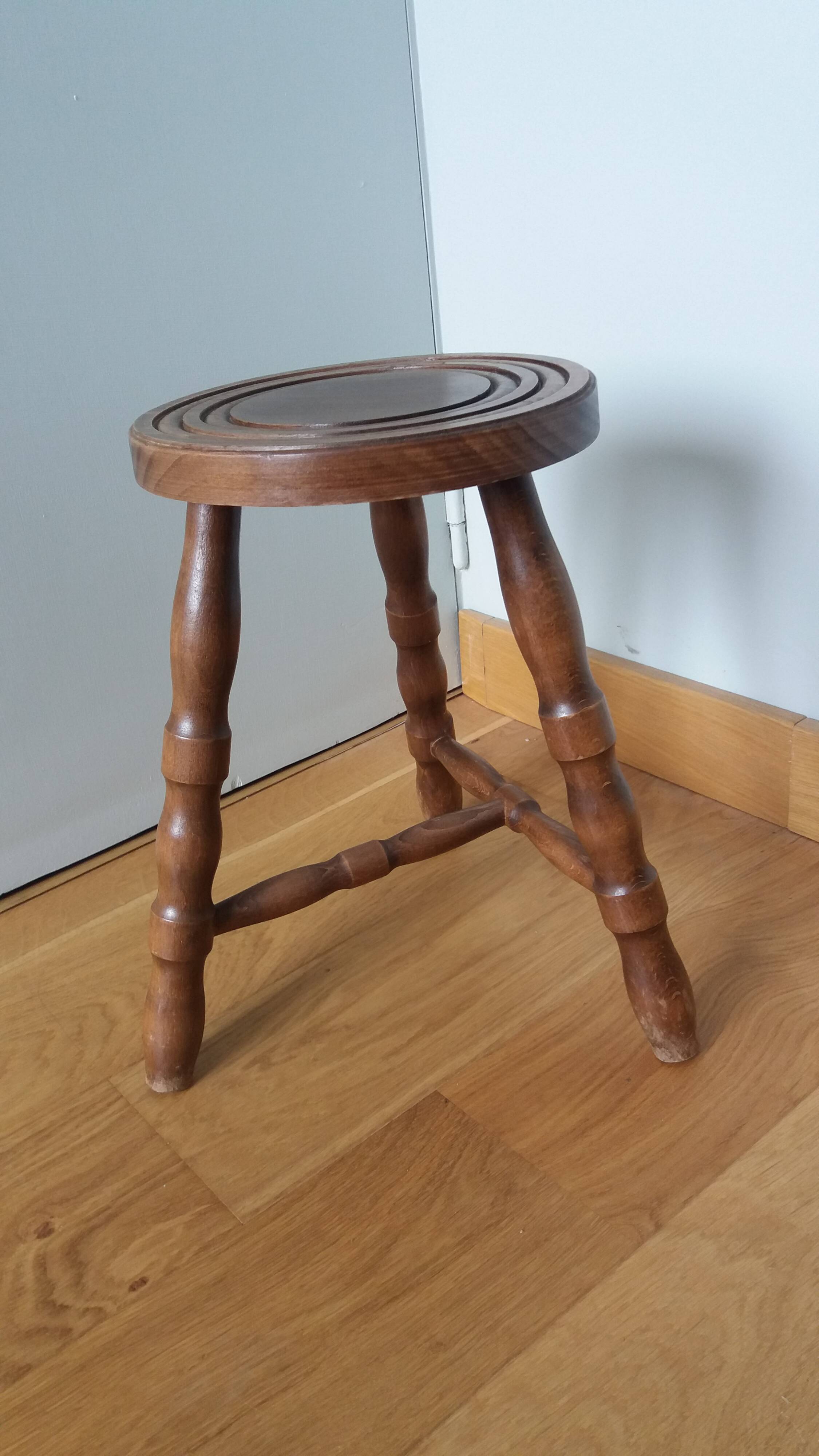 Turned wooden stool