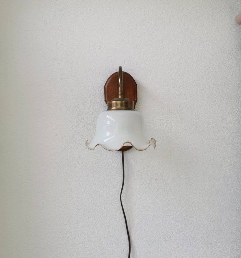 Vintage wall lamp with 70s glass cap