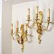 Pair of Lucien Gau bronze wall lamps with three arms Rockery style