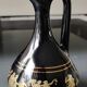 Small cobalt blue collectible greek vase/decor life scenes from greek mythology hand painted in 24c fine gold. 12 x 8 cm