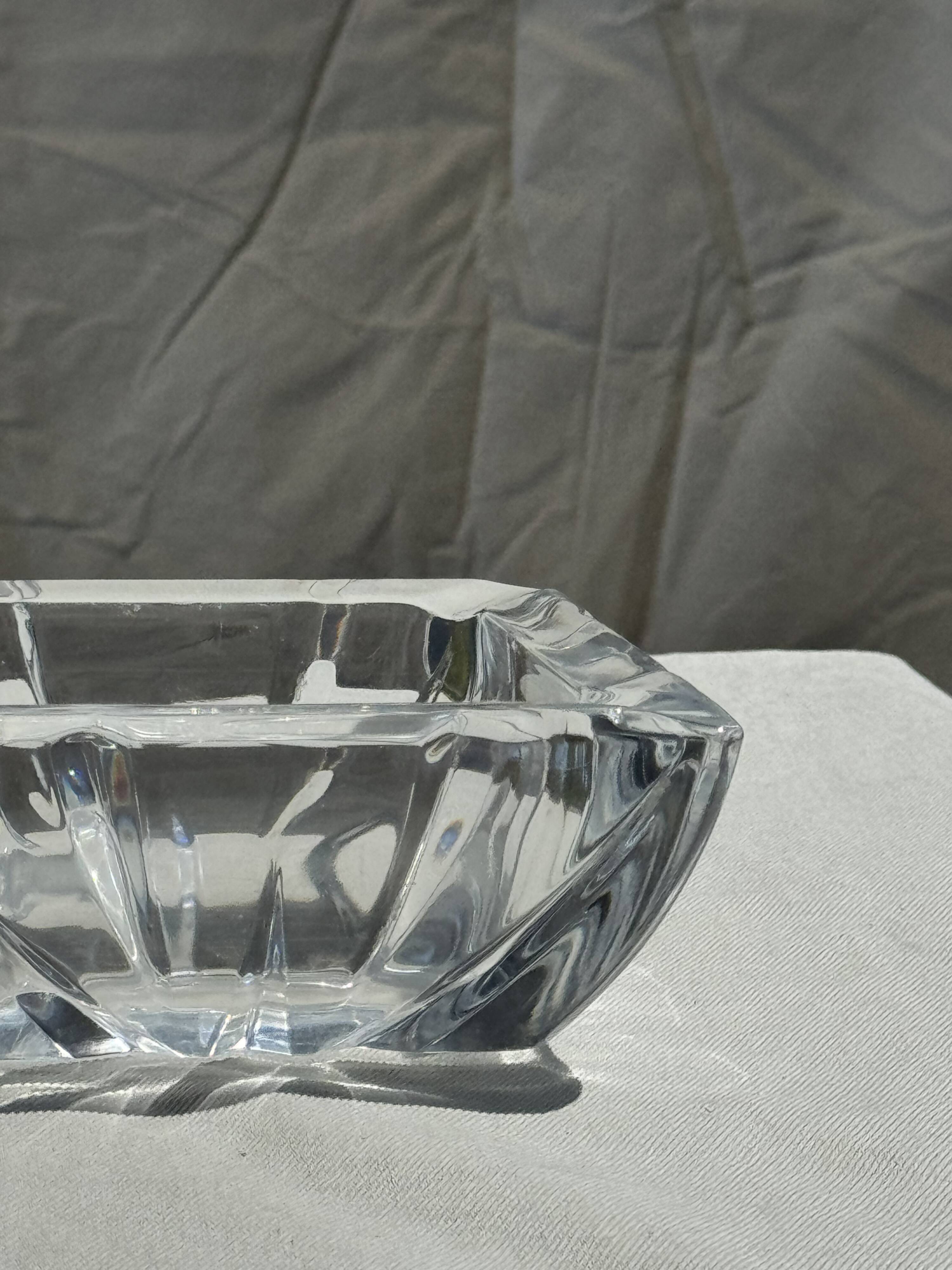 Large vintage square solid glass ashtray