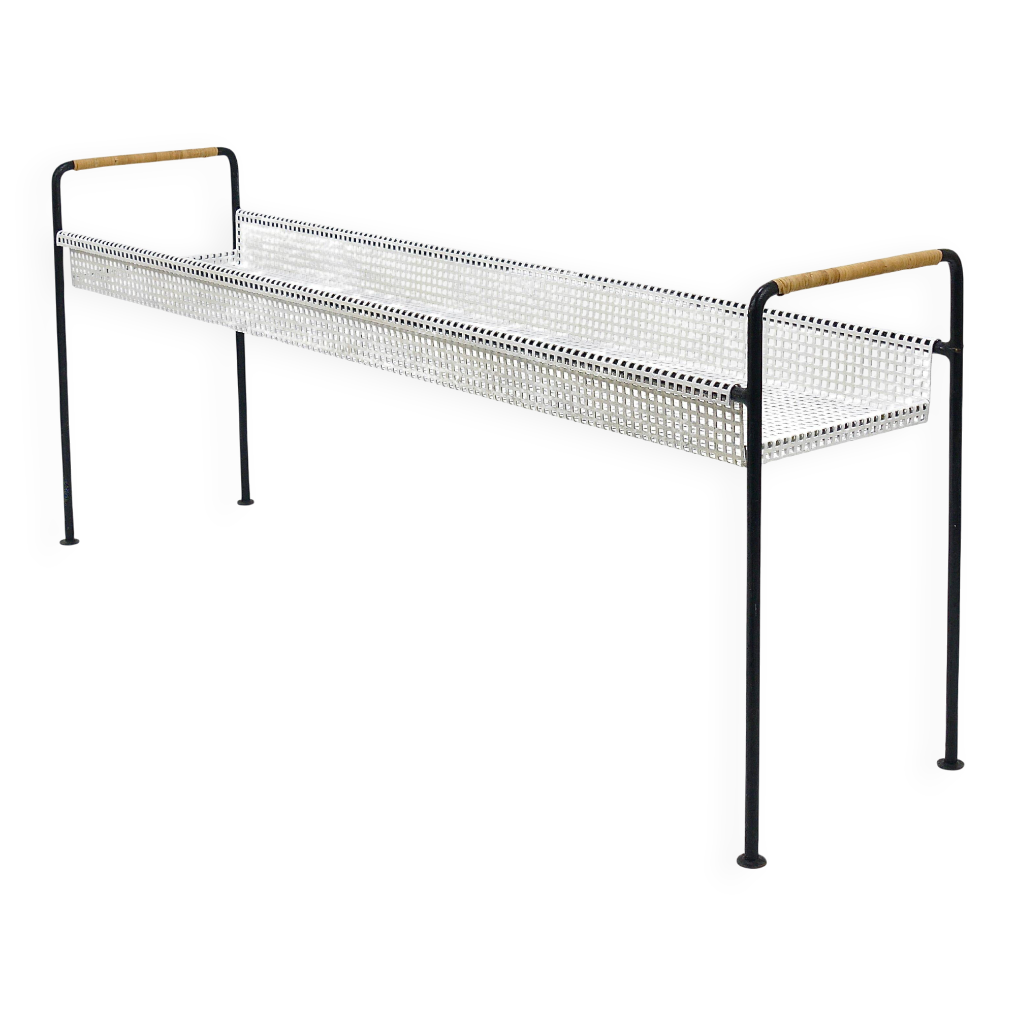 Carl Aubock Jardinière, table ou banc pour plantes, bac à fleurs, fer et osier
