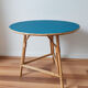 Table ronde vintage en rotin , tripode