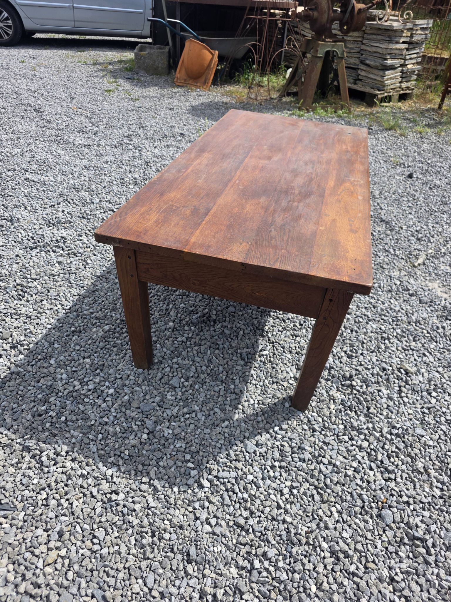 Antique solid oak coffee table, 130cm L