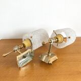 Pair of sconces in gold metal and plexi granita