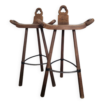 2 tabourets de Bar brutaliste Vintage Design Marbella 1970s  Espagne