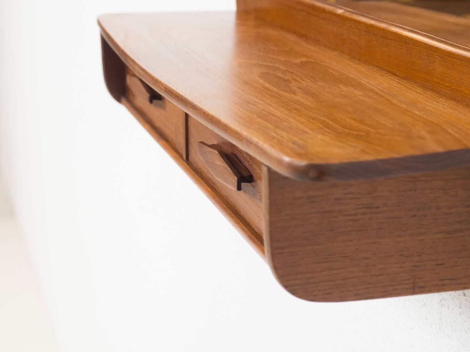 Vintage teak framed mirror with drawer section 64x57cm