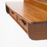 Vintage teak framed mirror with drawer section 64x57cm