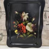 Large antique tray with flowers