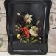 Large antique tray with flowers