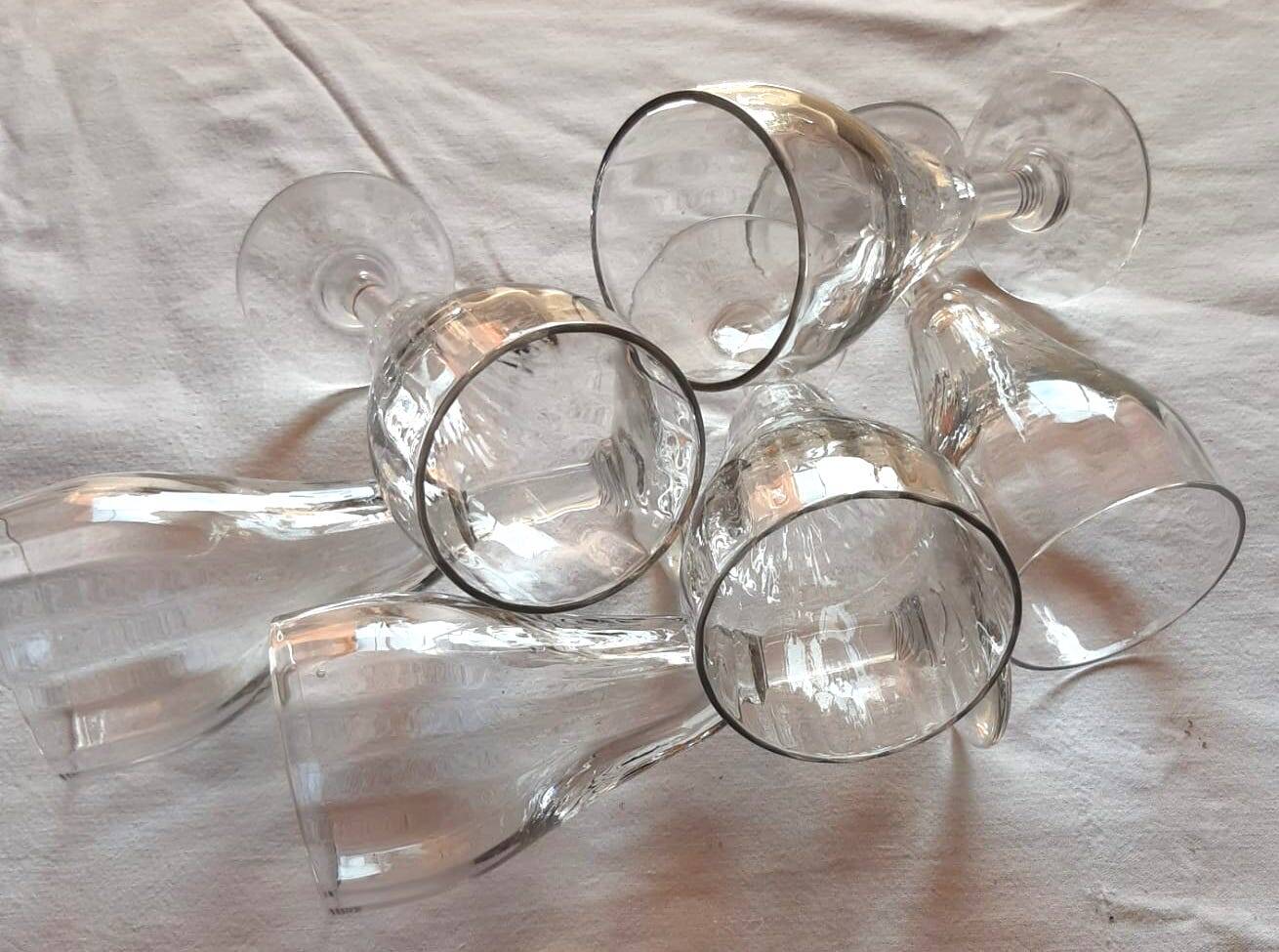 6 blown glass stems, circa 1900