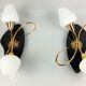Arlus black and brass opaline sconces 1960