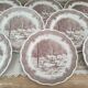 Set of 12 Swiss Landscape HE dinner plates with brown winter decor