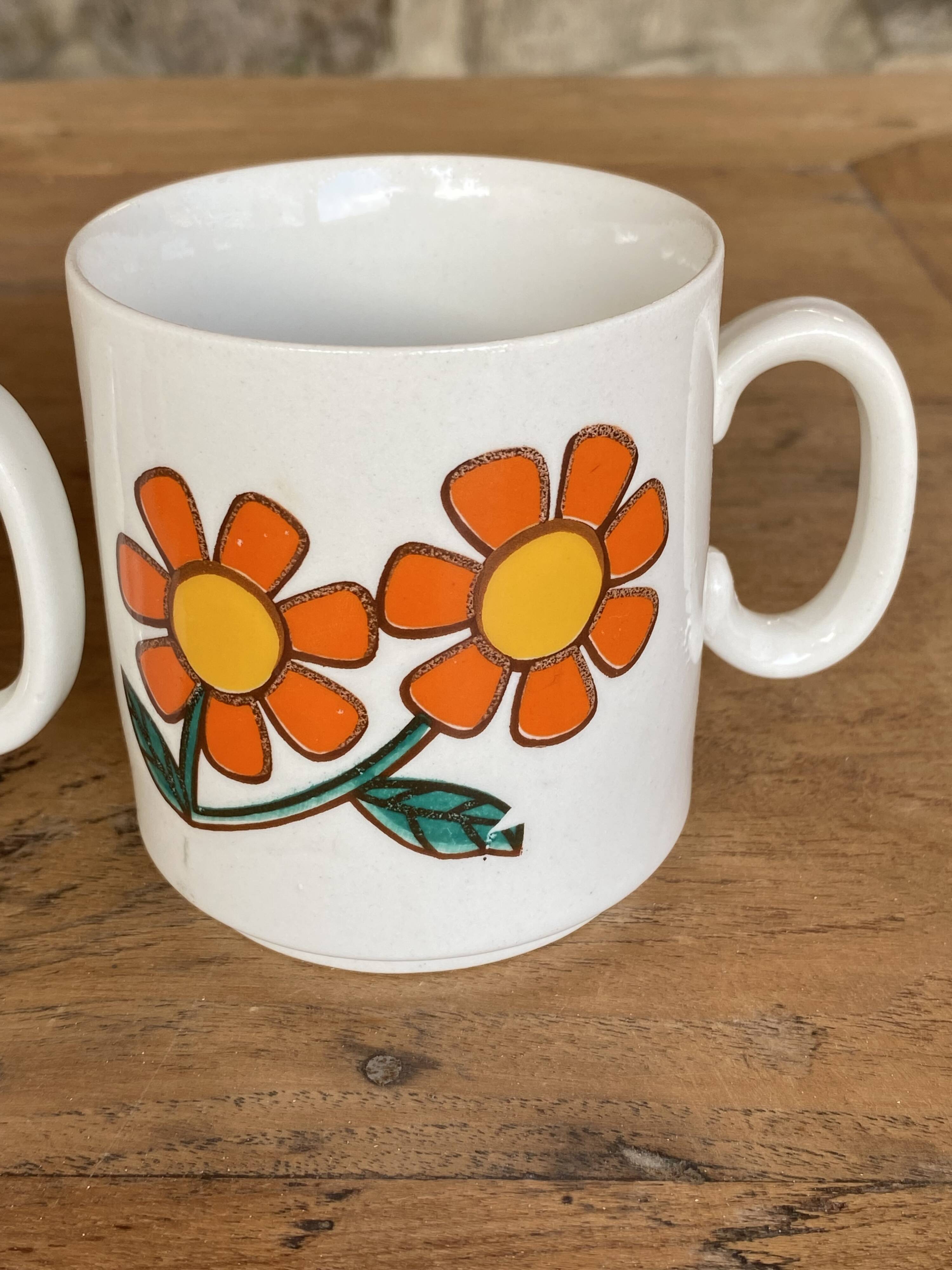 3 italian retro floral mugs