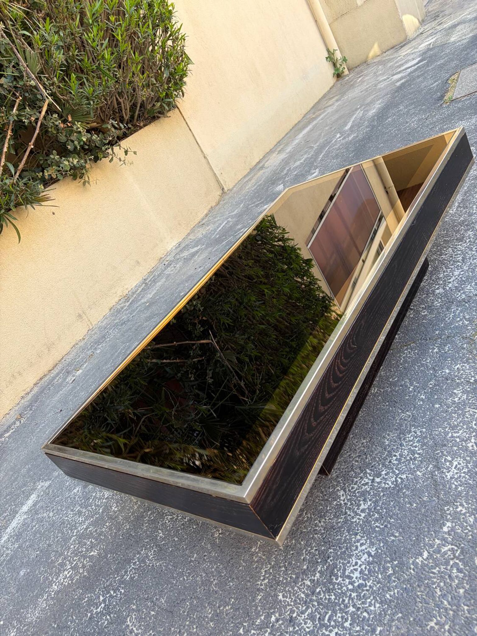 Willy Rizzo coffee table brass/glass 70s Italy