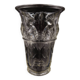 Vase en verre Art Déco français avec motif cacatoès par Verlux