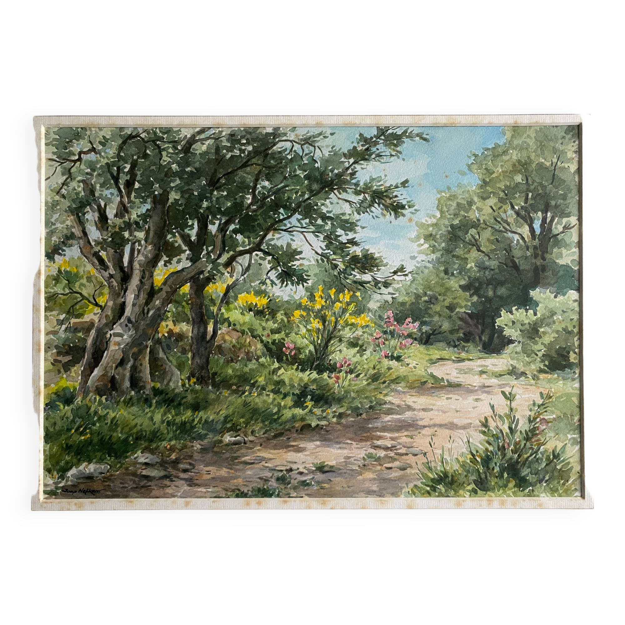 Watercolor Painting Jeep Nefkens (1926/1999) Watercolor "The Garden"