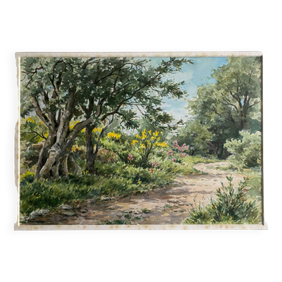 Tableau Aquarelle Jeep Nefkens (1926/1999) Aquarelle ''Le Jardin